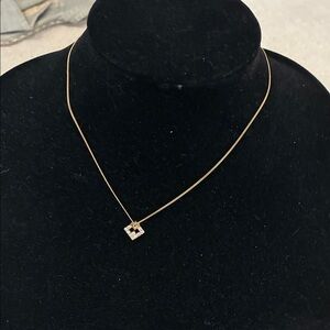 GIVENCHY Elegant Gold Necklace with Square Rhinestone Studded Pendant👝